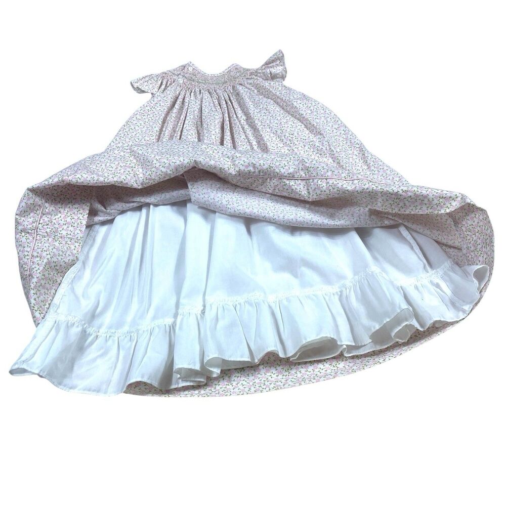 Petit Ami Pink Smocked Heirloom Bishop Dress Embroidered Floral 3T Classic Party - Picture 8 of 10